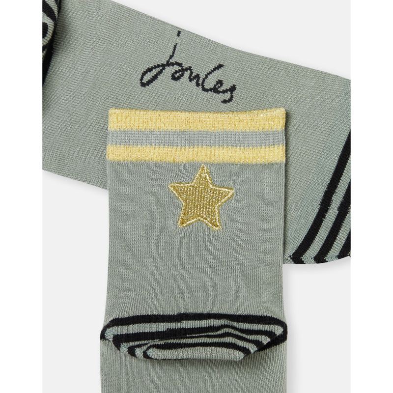 Joules Brill Bamboo Embroidered Socks - Khaki Star-2